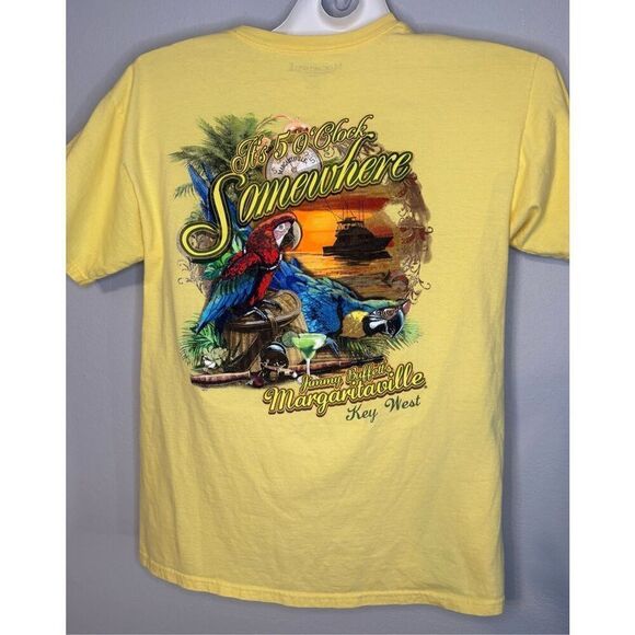 Margaritaville Mens Shirt Large It's 5 O'Clock Somewhere Key West Yellow - Picture 2 of 6